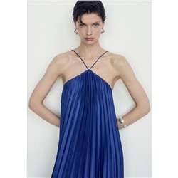 Vestido plisado cuello halter