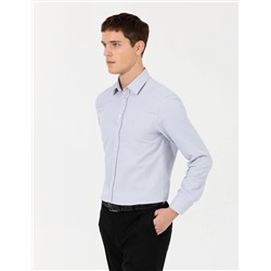 Gri Slim Fit Oxford Gömlek