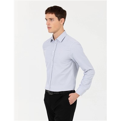 Gri Slim Fit Oxford Gömlek