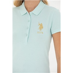 Kadın Su Yeşili Basic Polo Yaka Tişört