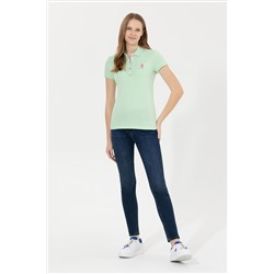 Kadın Mint Basic Polo Yaka Tişört