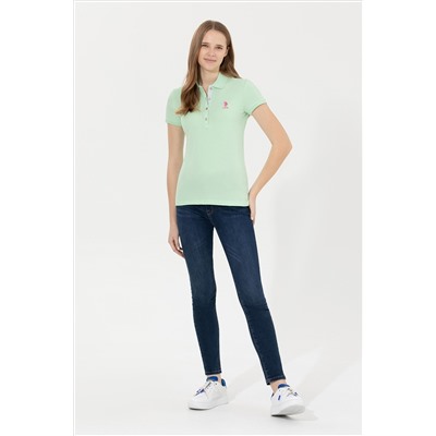 Kadın Mint Basic Polo Yaka Tişört