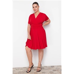 Kırmızı Kruvaze Mini Örme Elbise TBBSS24AH00174