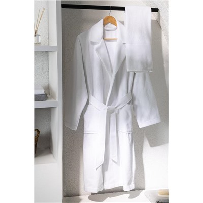 Carole Unisex %100 Pamuk Bornoz Set - Beyaz - Lüks Koleksiyon