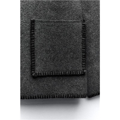 KNIT SWEATER WITH CONTRAST TOPSTITCHING