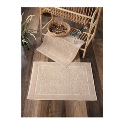 Sevim, 2'li Ayak Havlusu Seti - %100 Pamuklu & Kapuçino Renk Havlu - Damask Desenli & Yumuşak-50x70cm