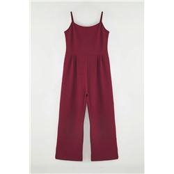 Bordo Askılı Örme Büyük Beden Tulum TBBSS25BG00001