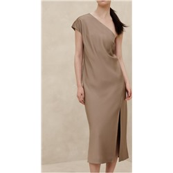 Satin One-Shoulder Midi Dress