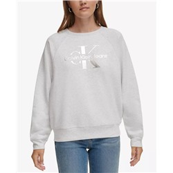 CALVIN KLEIN JEANS Women's Foil-Sliced Monogram Logo Sweatshirt