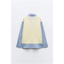 CONTRAST SHIRT SWEATER