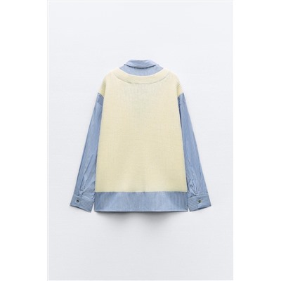 CONTRAST SHIRT SWEATER