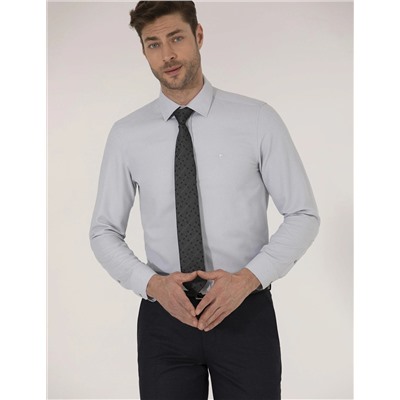 Gri Slim Fit Oxford Gömlek