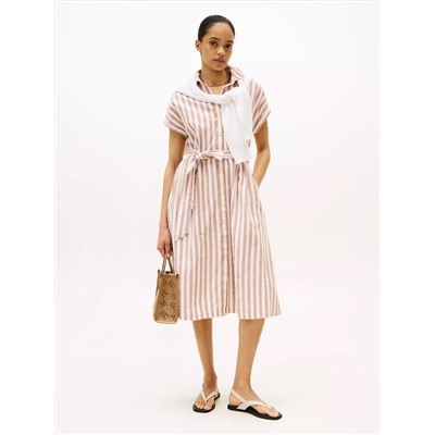 Stripe Linen-Cotton Blend Shirtdress