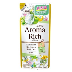 LION Кондиционер для белья Soflan Aroma Rich Ellie дезодорирующий с натуральными ароматическими маслами сменная упаковка 400 мл