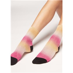 Kurze Glitzersocken mit Farbverlaufs-Print