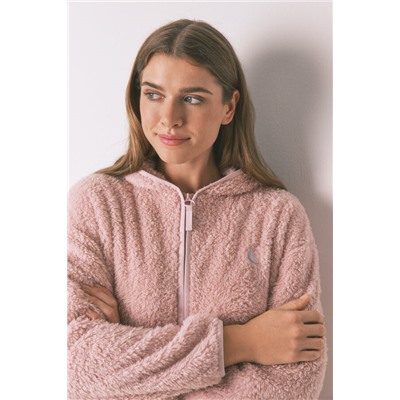 Bata corta tejido pelo rosa lurex