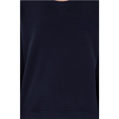 Kadın Lacivert Bisiklet Yaka Sweatshirt