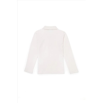 Çocuk Polo Yaka Ekru Basic Sweatshirt
