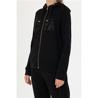 Kadın Siyah Kapüşonlu Basic Sweatshirt
