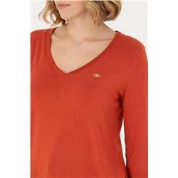 Kadın Kiremit V - Yaka Sweatshirt