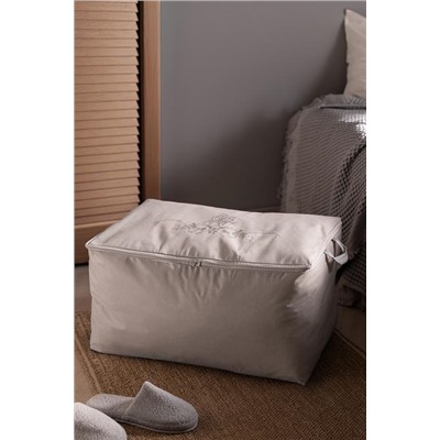 Çiçek Desen Baskılı Hurç - Gri - 64x41x35 cm