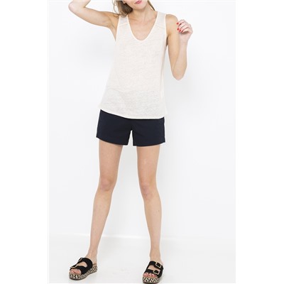 Camiseta de tirantes de lino Beige claro