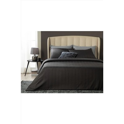 English Home Listra Çizgili Pamuk Saten King Size Nevresim Takımı 240x220 cm Antrasit 10036976