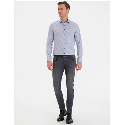 Lacivert Slim Fit Uzun Kollu Gömlek