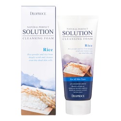 DEOPROCE NATURAL PERFECT SOLUTION CLEANSING FOAM DEEP CLEANSING Пенка для глубокого очищения кожи с рисовой пудрой 170г