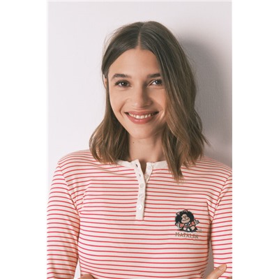 Pijama largo punto extra suave rayas Mafalda