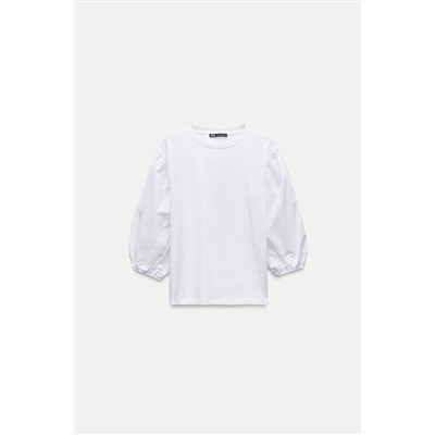 CONTRAST PUFF SLEEVE T-SHIRT