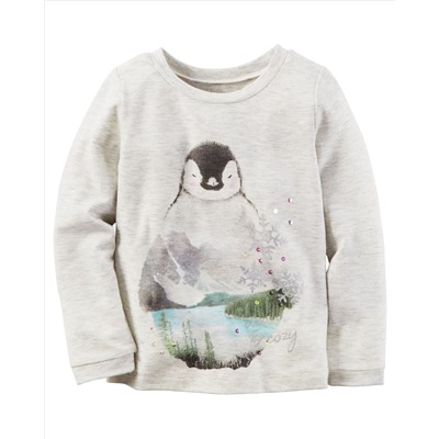 Long-Sleeve Penguin Graphic Tee