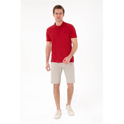 Erkek Slim Fit Polo Yaka Kırmızı Basic Tişört