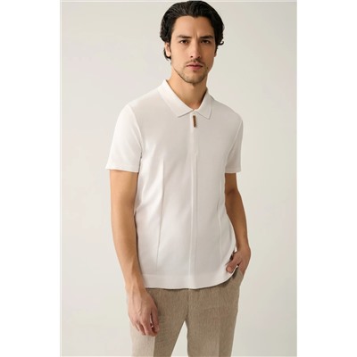 Avva, Erkek Beyaz Fermuarlı Polo Yaka Triko T-shirt A41y5106