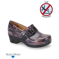 Nurse Mates Dakota Pink Snake Print Full Grain Leather Clog