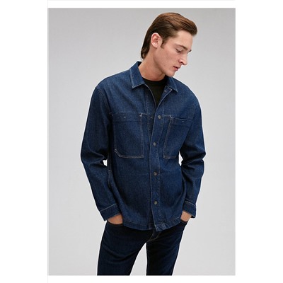MaviHeybeli Rinse Denim Gömlek Oversize / Geniş Kesim 0210778-86732