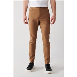 Kamel Armürlü Esnek 5 Cepli Slim Fit Dar Kesim Kanvas Pantolon