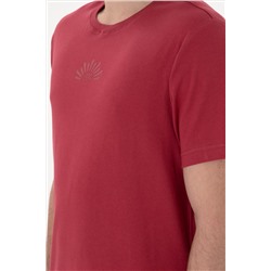 Erkek Regular Fit Bisiklet Yaka Vişne Tişört