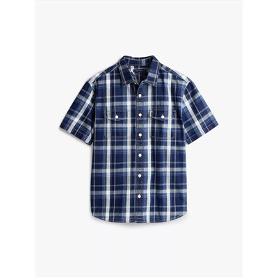 Regular Fit Plaid Denim Shirt