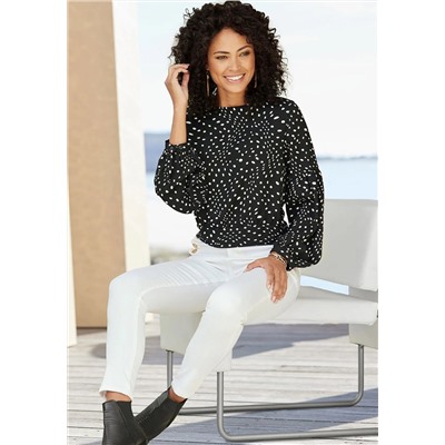 Women's dot print long sleeve blouse
