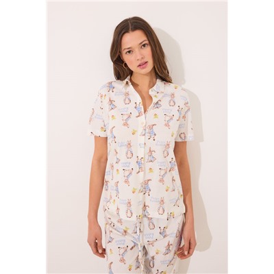 Pijama largo camisero 100% algodón "Peter Rabbit"