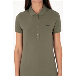Kadın Koyu Haki Basic Polo Yaka Tişört