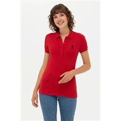Kadın Kırmızı Basic Polo Yaka Tişört