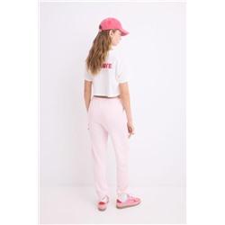 Pantalón largo jogger felpa rosa