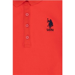 Kız Çocuk Kırmızı Polo Yaka Kısa Kol Örme Elbise