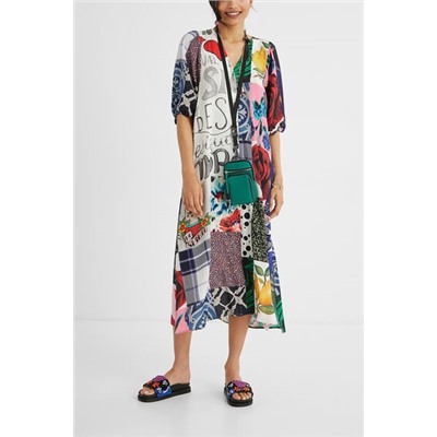 Vestido camisero midi patch