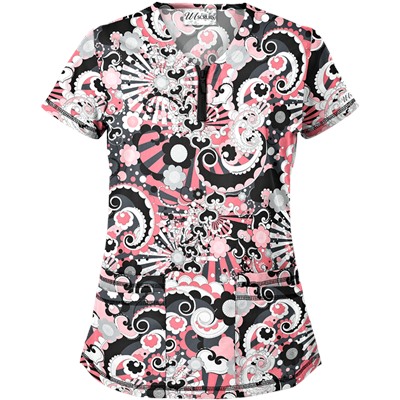 UA Pucci Power Black Print Scrub Top