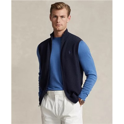 Polo Ralph Lauren Men's Mesh-Knit Cotton Full-Zip Sweater Vest