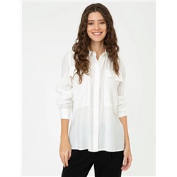 Ekru Comfort Fit Uzun Kollu Gömlek