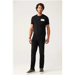 Avva Erkek Siyah Eskitme Yıkamalı Likralı Standart Fit Normal Kesim Jean Pantolon E003514